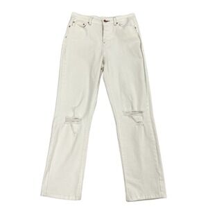 A Loves A Distressed White Button Up Jeans 26